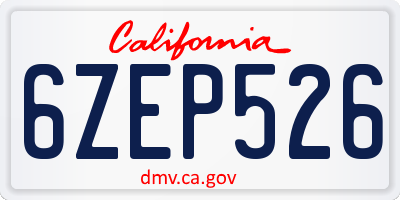 CA license plate 6ZEP526