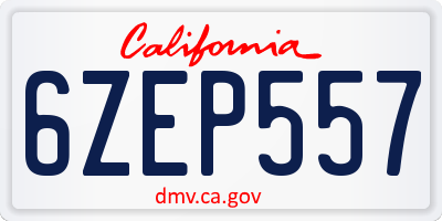 CA license plate 6ZEP557