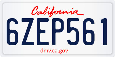 CA license plate 6ZEP561