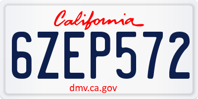 CA license plate 6ZEP572