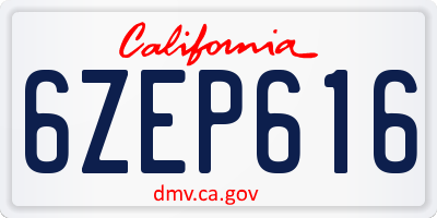 CA license plate 6ZEP616