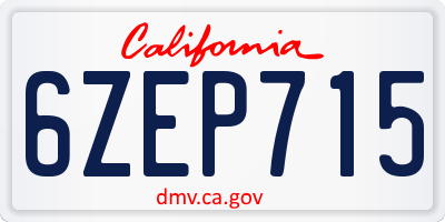 CA license plate 6ZEP715