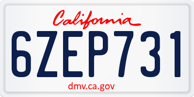 CA license plate 6ZEP731