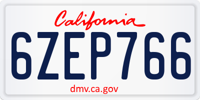 CA license plate 6ZEP766