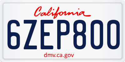 CA license plate 6ZEP800