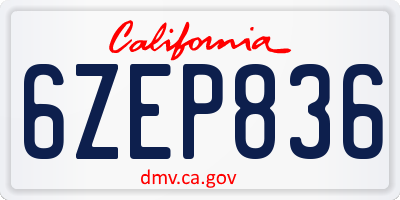 CA license plate 6ZEP836