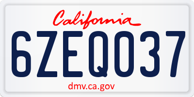 CA license plate 6ZEQ037