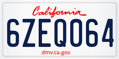 CA license plate 6ZEQ064