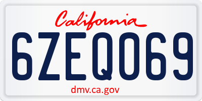 CA license plate 6ZEQ069