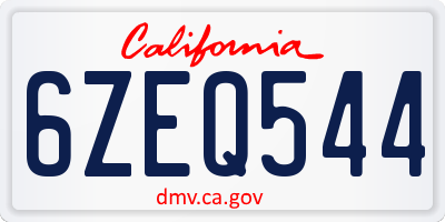 CA license plate 6ZEQ544
