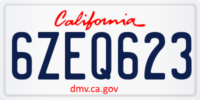 CA license plate 6ZEQ623
