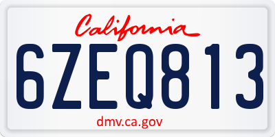 CA license plate 6ZEQ813