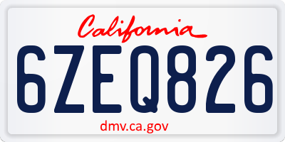 CA license plate 6ZEQ826