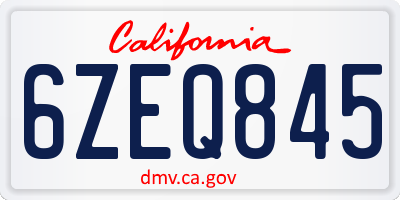 CA license plate 6ZEQ845