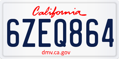 CA license plate 6ZEQ864