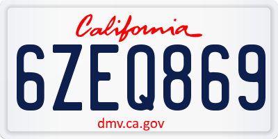 CA license plate 6ZEQ869
