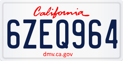 CA license plate 6ZEQ964