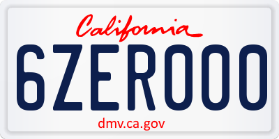 CA license plate 6ZER000