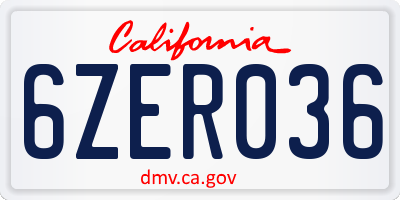 CA license plate 6ZER036