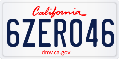 CA license plate 6ZER046
