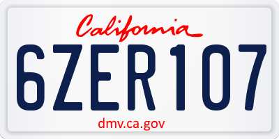 CA license plate 6ZER107