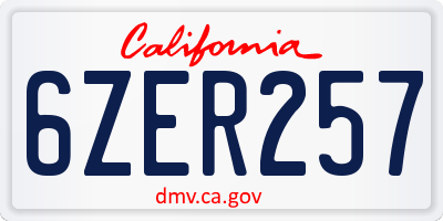 CA license plate 6ZER257