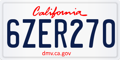 CA license plate 6ZER270