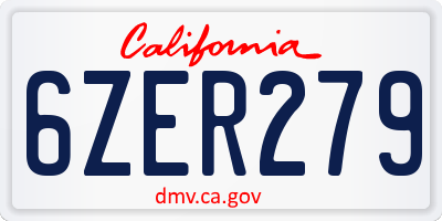 CA license plate 6ZER279