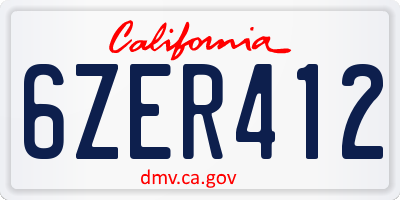 CA license plate 6ZER412