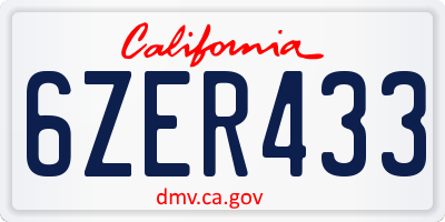 CA license plate 6ZER433