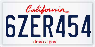 CA license plate 6ZER454