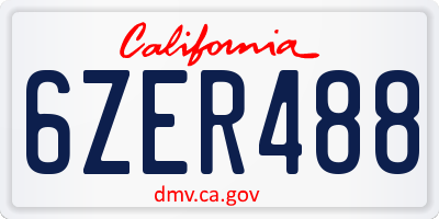 CA license plate 6ZER488