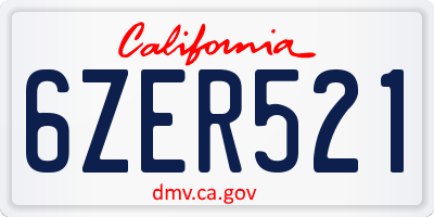 CA license plate 6ZER521