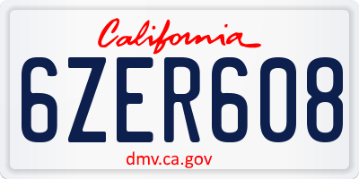 CA license plate 6ZER608