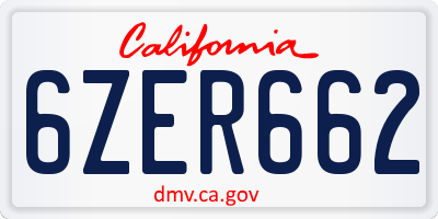 CA license plate 6ZER662
