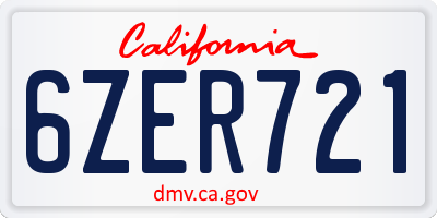 CA license plate 6ZER721