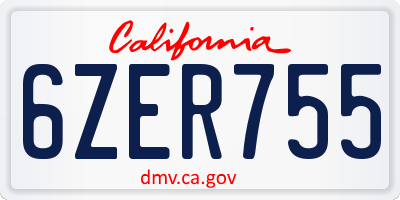 CA license plate 6ZER755