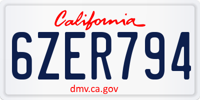 CA license plate 6ZER794