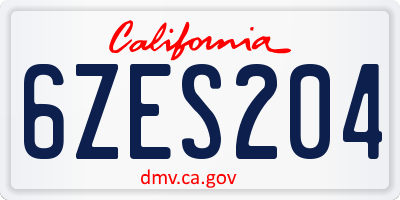CA license plate 6ZES204