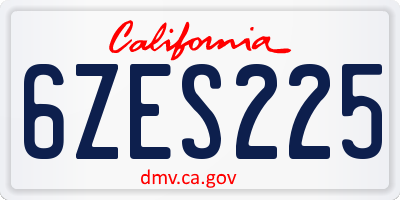 CA license plate 6ZES225