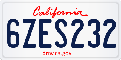 CA license plate 6ZES232
