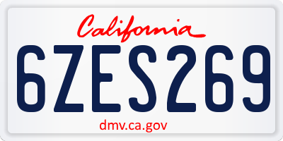 CA license plate 6ZES269