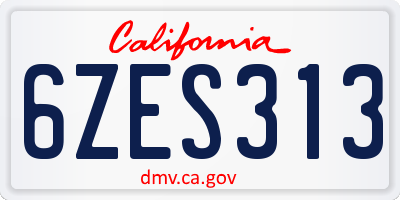 CA license plate 6ZES313