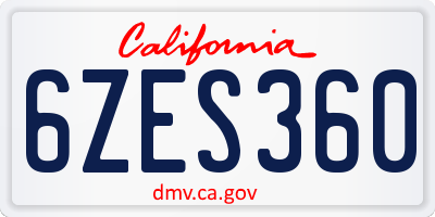 CA license plate 6ZES360
