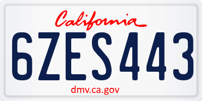 CA license plate 6ZES443