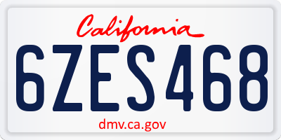 CA license plate 6ZES468
