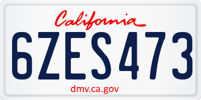 CA license plate 6ZES473