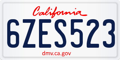 CA license plate 6ZES523