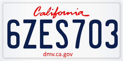 CA license plate 6ZES703