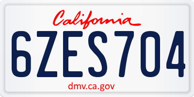 CA license plate 6ZES704